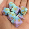 Purple blue aqua dungeons and dragons polyhedral dice set