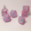 Caduceus pink aqua dungeons and dragons polyhedral dice set