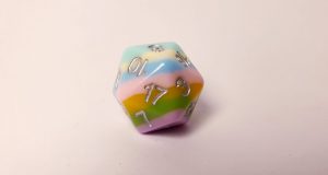Multicoloured polyhedral dungeons and dragons dice set d20