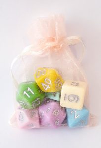 Rainbow pastel dungeons and dragons polyhedral dice set