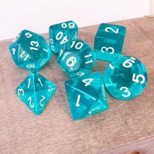 Aqua teal dungeons and dragons polyhedral dice set