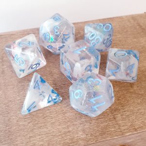 Iridescent dungeons and dragons polyhedral dice set