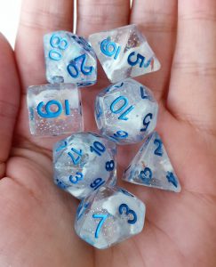 Iridescent dungeons and dragons polyhedral dice set