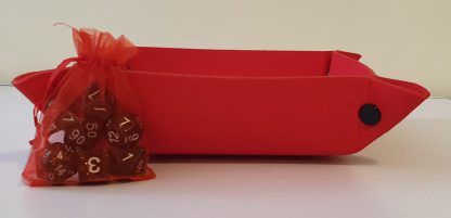 Red dice rolling tray