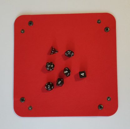 Red dice rolling tray