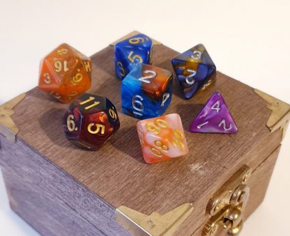 Multicoloured polyhedral dungeons and dragons dice set