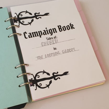 Dungeons and Dragons campaign notebook and journal